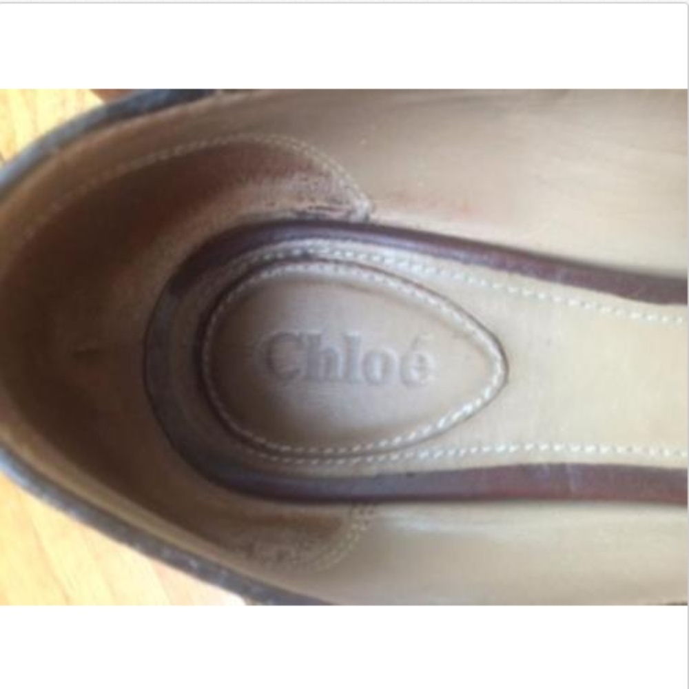 CHLOE Brown Buckle Front Ballet Flats SZ 36.5 - Picture 2 of 8